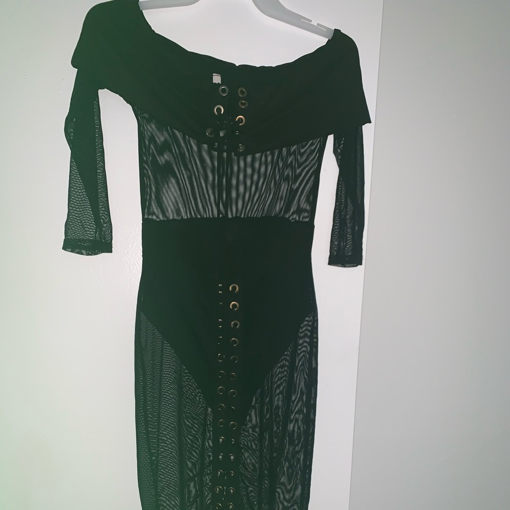 Sexy black mesh dress